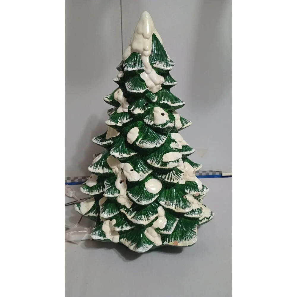 VTG Large Ceramic Lighted Christmas Tree Holiday Decor